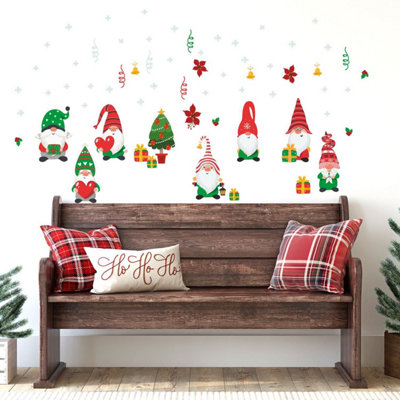 Walplus Xmas Gnomes And Snowflakes Stickers SetPack Of 4 from B&Q