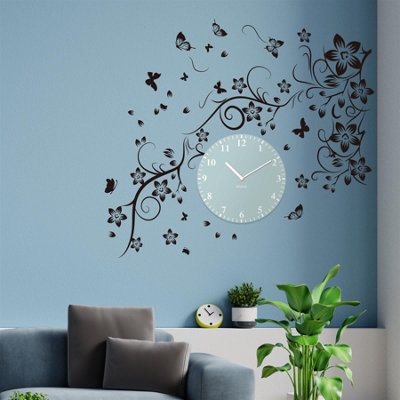 Walplus Combo Adult New Huge Butterfly Vine With Classic Blue Silent Wall Clock from B&Q