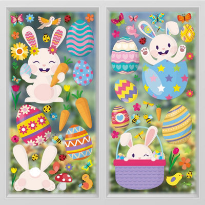 Happy Bunny Easter Window Cling Sticker Set 150 Piece Walplus - Image 5