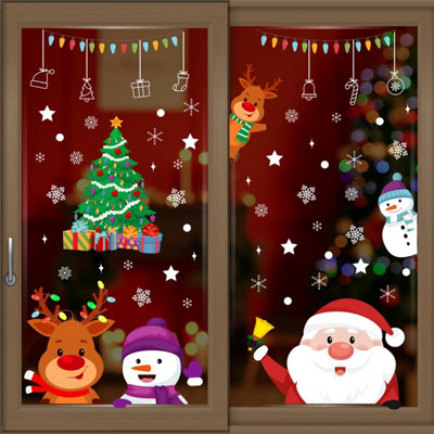 Walplus Peeking Santa And Friends Window Clings Rooms Décor from B&Q