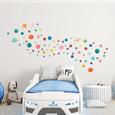 Walplus Combo Kids Wall StickerColourful Dots And Planets Pvc from B&Q