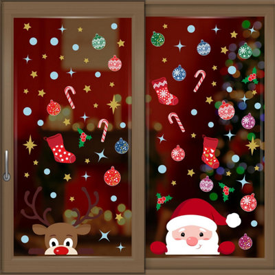 Walplus Christmas With Rudolph And Santa Window Clings Rooms Décor from B&Q