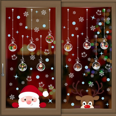 Walplus Santa And Rudolph With Baubles Window Cling from B&Q