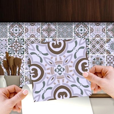 Walplus 72Pcs Vintage Victorian Peel And Stick 3D Wall Tiles Sticker Adhesive Stick On Tiles For Backsplash 15X15Cm from B&Q