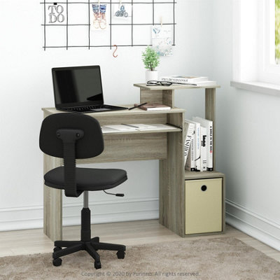 B&Q -  Econ Multipurpose Home Office Writing Desk With Storage BinFrench Oak Grey