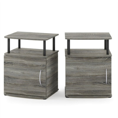Walplus Andrey End Table Nightstand Set Of 2 With Fabric Bin DrawersEspresso/brown from B&Q