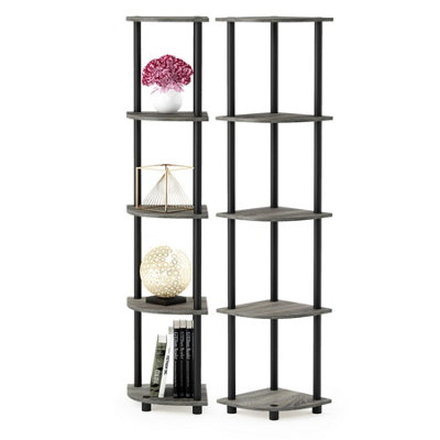 Walplus Turn-N-Tube Pair Of 5-Tier Corner Display Shelving UnitsColumbia Walnut/black from B&Q