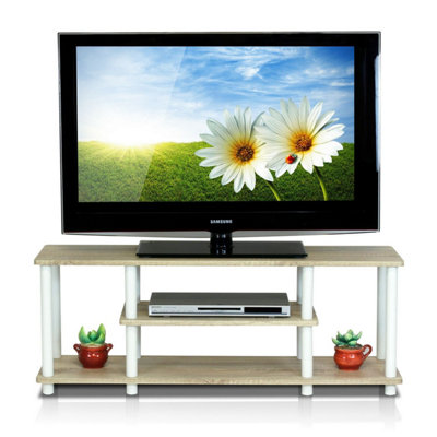Walplus Three-Tier Dark Brown Media Stand With Modern No-Tools Design