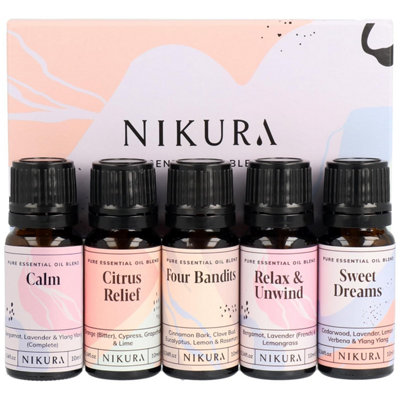 Nikura Essential Oils Blends Gift Set Calming For Diffusers HomeSleepWax Melts Relaxing Aromatherapy Uk Made & Vegan from B&Q
