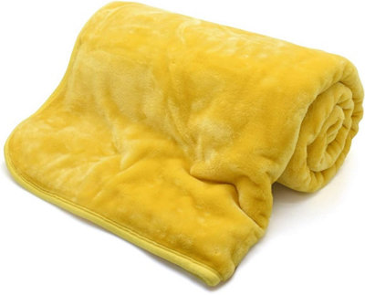 Homes & Linen Fleece Faux Fur Ochre Roll Mink Throws Soft Cosy Bed Blankets from B&Q