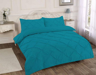 Homes & Linen Pintuck Pinch Pleated Alexandra Duvet Cover Set Easy Care Polycotton Bedding Set