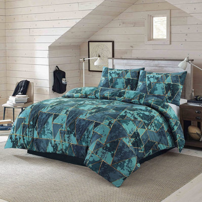 Homes & Linen Night Zone Duvet Cover Set Arlo Triangles Geometric Reversible Easy Care Printed Quilt Cover Bedding Set