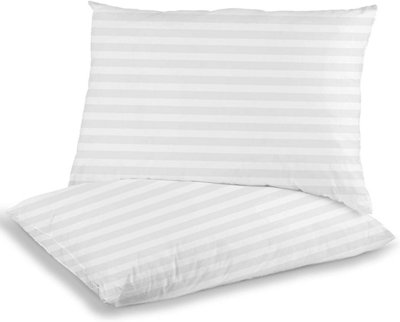 Homes & Linen Satin Stripe Pillow Bounce Back Hotel Quality Firm Stripe Pillow from B&Q