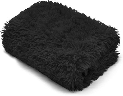 B&Q -  Teddy Fur Throw Blanket With Reversible Plain Sherpa Teddy Fleece Luxury Fluffy Fur Throw Blanket