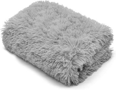 B&Q -  Teddy Fur Throw Blanket With Reversible Plain Sherpa Teddy Fleece Luxury Fluffy Fur Throw Blanket