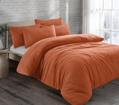 Homes & Linen Teddy Fleece Duvet Cover Set With Pillow Case Thermal Fleece Warm Cosy Soft Fur Teddy Bedding Duvet Cover Set