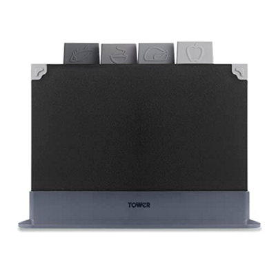  - Tower 4 Piece Chopping Board Set With StandBlackT 847041