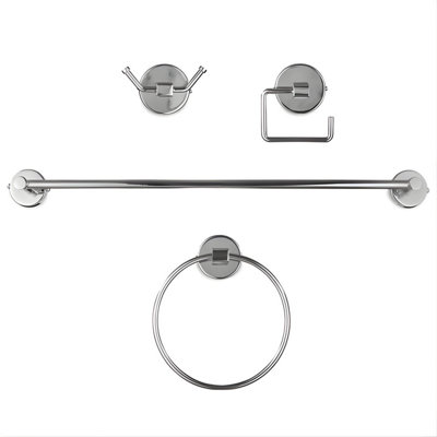 Accessotech Ourhouse Chrome 4 Piece Bathroom Wall Fittings SetTowel Rail Ring Robe Hook And Toilet Roll Holder from B&Q