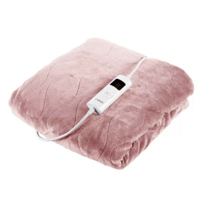  - Carmen Electric Heated Throw Blanket Pink Fleece 160X130Cm With 9 Heat Settings