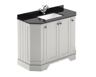 Hudson Reed Floor Standing 4 Door Angled Vanity Unit With 1 Tap Hole Black Marble Top & BasinTimeless Sand1036 X 470 mm from B&Q