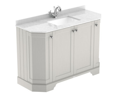 Hudson Reed Floor Standing 4 Door Angled Vanity Unit With 1 Tap Hole White Marble Top & BasinTimeless Sand1236 X 470 mm from B&Q