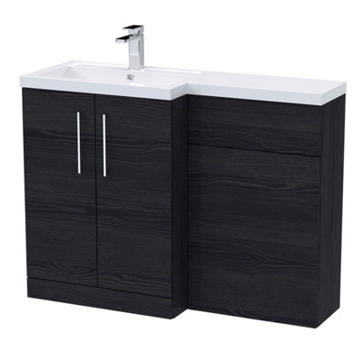Balterley Left-Hand Bathroom Vanity And Wc Unit Combination With Basin1100mmWoodgrain Black With Chrome Handles from B&Q