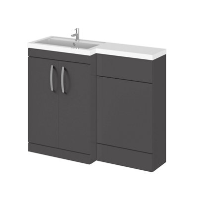 Balterley Left-Hand Bathroom Vanity And Wc Unit Combination With Basin1100mmGloss Grey With Chrome Handles from B&Q