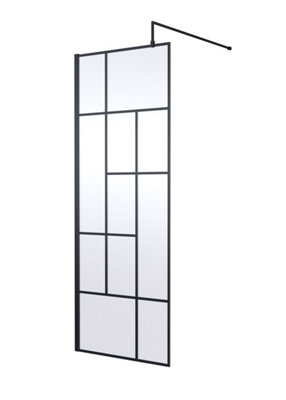 Hudson Reed Abstract Framed Wetroom ScreenMatt Black FinishShower Shield Glass1950 X 760 X 1000 from B&Q
