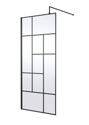 Hudson Reed Abstract Framed Wetroom ScreenMatt Black FinishShower Shield Glass1950 X 900 X 1000 from B&Q