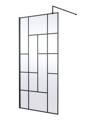 Hudson Reed Abstract Framed Wetroom ScreenMatt Black FinishShower Shield Glass1950 X 1000 X 1000 from B&Q