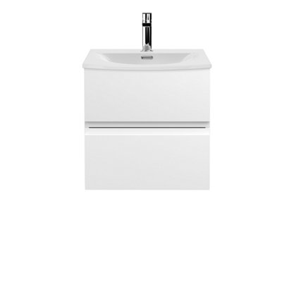 Hudson Reed Urban 510mm Satin White Wall Hung 2 Drawer Vanity Unit And Curved Basin With U-Shape Drawer530 X 510 X 440mm from B&Q