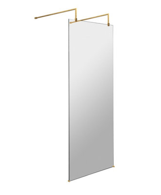 Hudson Reed 700mm Brushed Brass Wetroom Screen With Arms & Feet8mm Toughened GlassWetroom Screen For Premium Bathrooms from B&Q