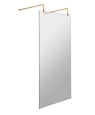 Hudson Reed 900mm Brushed Brass Wetroom Screen With Arms & Feet8mm Toughened GlassWetroom Screen For Premium Bathrooms from B&Q