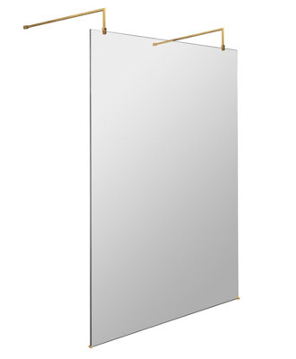 Hudson Reed 1200mm Brushed Brass Wetroom Screen With Arms & Feet8mm Toughened GlassWetroom Screen For Premium Bathrooms from B&Q