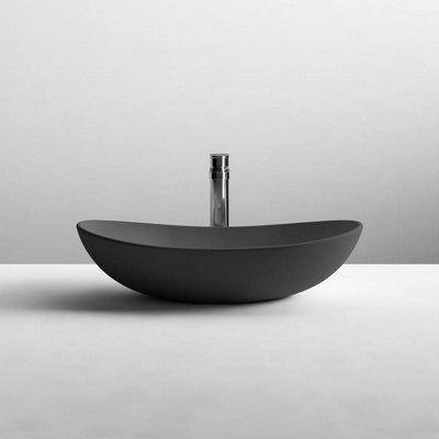 Nuie Round Vessel Basin 615x360x155mm - Matt Black - Vitreous China - Image 6
