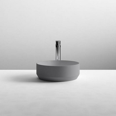 nuie Matt Grey 0 Tap Hole Round Vessel 350mm - Vitreous China - Bathroom Sink - Image 5