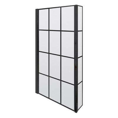 B&Q -  Black Frame 6mm Glass L Shaped Shower Bath Screen 1430 X 795 X 150mm