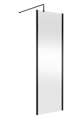 Hudson Reed Outer Framed Wetroom ScreenMatt Black FinishShower Shield Glass1950 X 700 X 1000 from B&Q