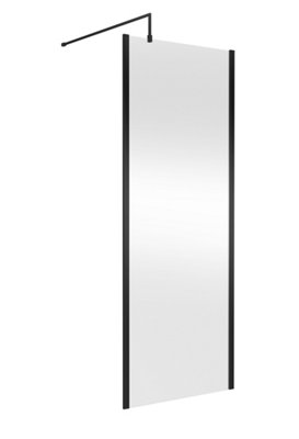 Hudson Reed Outer Framed Wetroom ScreenMatt Black FinishShower Shield Glass1950 X 800 X 1000 from B&Q