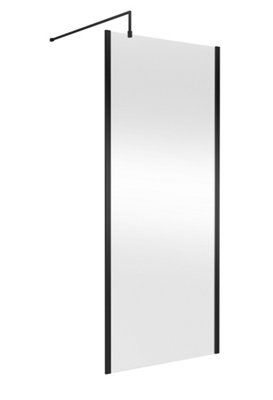 Hudson Reed Outer Framed Wetroom ScreenMatt Black FinishShower Shield Glass1950 X 900 X 1000 from B&Q