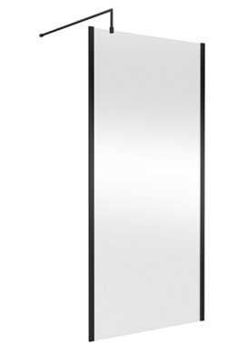 Hudson Reed Outer Framed Wetroom ScreenMatt Black FinishShower Shield Glass1950 X 1000 X 1000 from B&Q