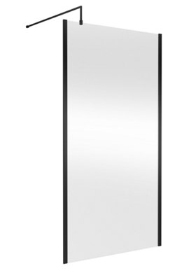 Hudson Reed Outer Framed Wetroom ScreenMatt Black FinishShower Shield Glass1950 X 1100 X 1000 from B&Q