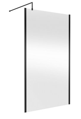 Hudson Reed Outer Framed Wetroom ScreenMatt Black FinishShower Shield Glass1950 X 1200 X 1000 from B&Q