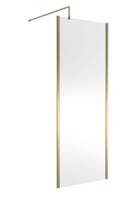 Hudson Reed Outer Framed Wetroom ScreenBrushed Brass FinishShower Shield Glass1950 X 800 X 1000 from B&Q