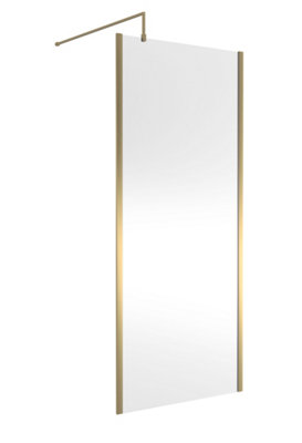 Hudson Reed Outer Framed Wetroom ScreenBrushed Brass FinishShower Shield Glass1950 X 900 X 1000 from B&Q