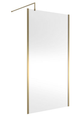 Hudson Reed Outer Framed Wetroom ScreenBrushed Brass FinishShower Shield Glass1950 X 1100 X 1000 from B&Q