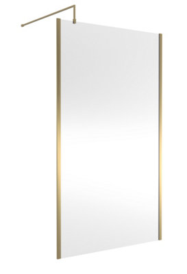 Hudson Reed Outer Framed Wetroom Screen With Support BarDurable Glass Wetroom Panel For Modern Bathroom In Brushed Brass1200mm from B&Q