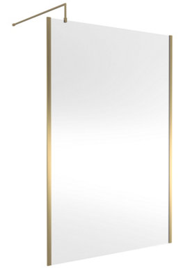 Hudson Reed Outer Framed Wetroom ScreenBrushed Brass FinishShower Shield Glass1950 X 1400 X 1000 from B&Q