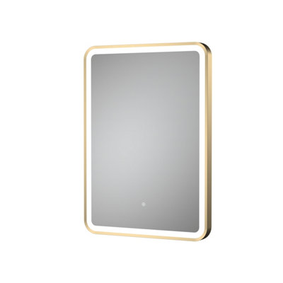 B&Q -  Hydrus Led Touch Sensor Framed Bathroom Mirror With DemisterBrushed Brass700 X 500 mm