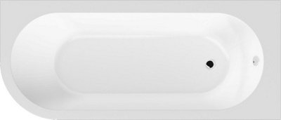 Balterley White Kingsley Right Hand Back To Wall Corner J Shaped Bath Tub And Panel (Taps And Waste Not Included) - 1700Mm
